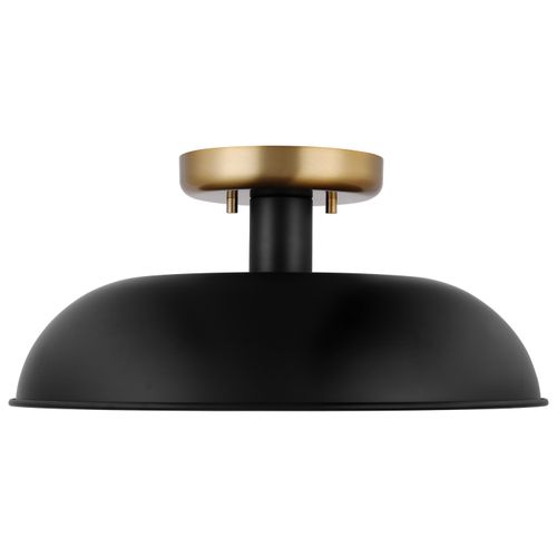 Main product image of Colony 1 Light Small Semi-Flush Mount Fixture Matte Black w/ Burnished Brass