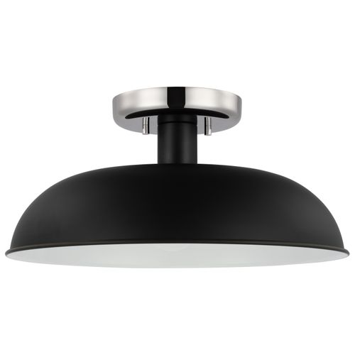Main product image of Colony 1 Light Small Semi-Flush Mount Fixture Matte Black w/ Polished Nickel