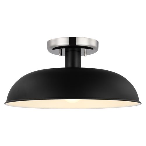 Main product image of Colony 1 Light Small Semi-Flush Mount Fixture Matte Black w/ Polished Nickel