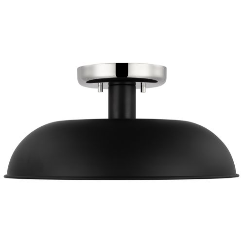 Main product image of Colony 1 Light Small Semi-Flush Mount Fixture Matte Black w/ Polished Nickel
