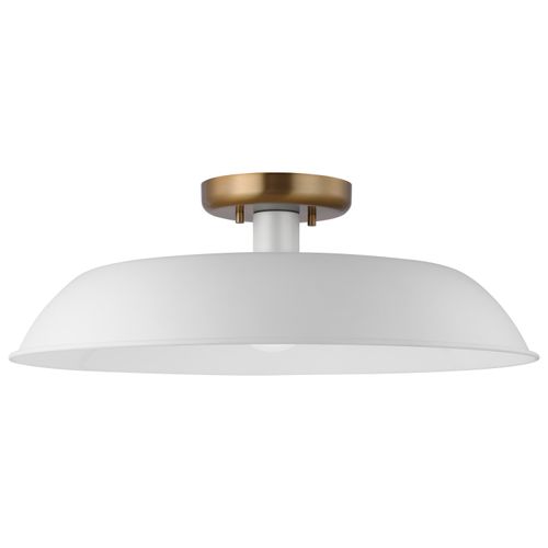 Main product image of Colony 1 Light Medium Semi-Flush Mount Fixture Matte White w/ Burnished Brass
