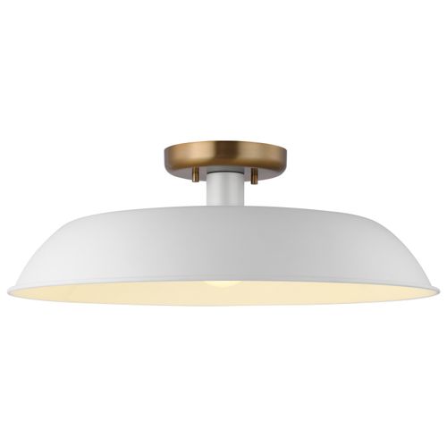 Main product image of Colony 1 Light Medium Semi-Flush Mount Fixture Matte White w/ Burnished Brass