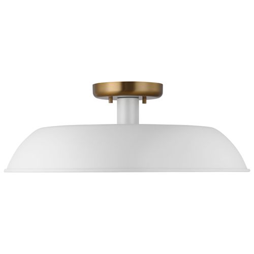 Main product image of Colony 1 Light Medium Semi-Flush Mount Fixture Matte White w/ Burnished Brass