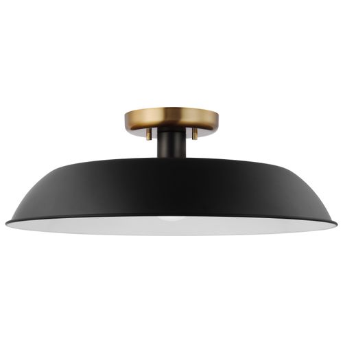 Main product image of Colony 1 Light Medium Semi-Flush Mount Fixture Matte Black w/ Burnished Brass