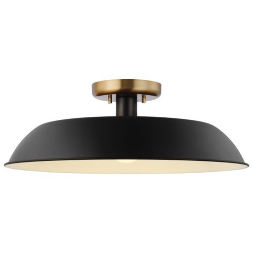Main product image of Colony 1 Light Medium Semi-Flush Mount Fixture Matte Black w/ Burnished Brass