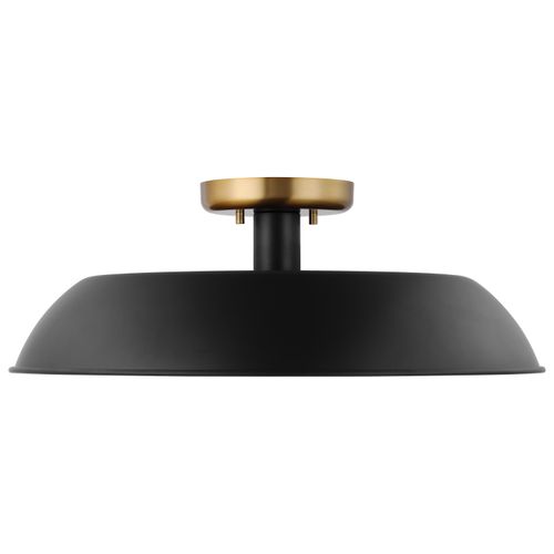 Main product image of Colony 1 Light Medium Semi-Flush Mount Fixture Matte Black w/ Burnished Brass