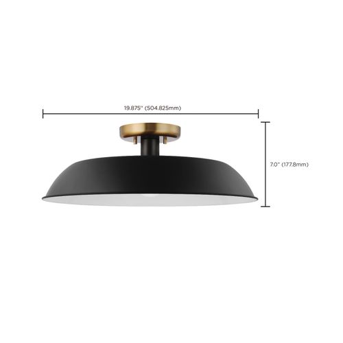 Main product image of Colony 1 Light Medium Semi-Flush Mount Fixture Matte Black w/ Burnished Brass