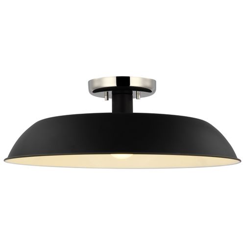 Main product image of Colony 1 Light Medium Semi-Flush Mount Fixture Matte Black w/ Polished Nickel