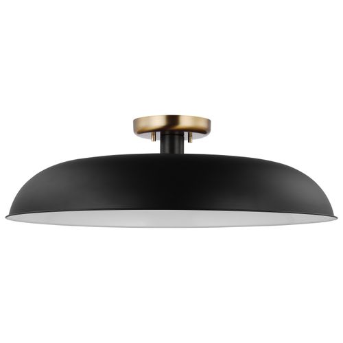 Main product image of Colony 1 Light Large Semi-Flush Mount Fixture Matte Black w/ Burnished Brass