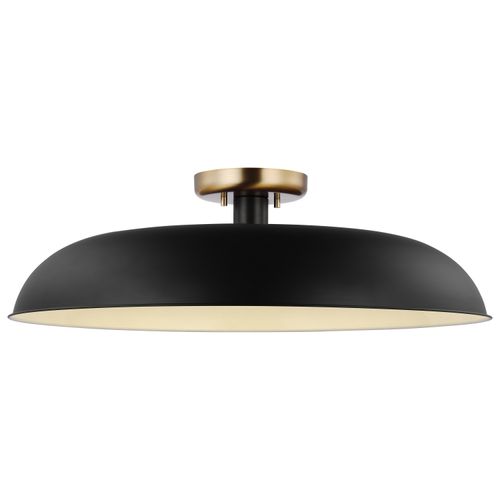 Main product image of Colony 1 Light Large Semi-Flush Mount Fixture Matte Black w/ Burnished Brass
