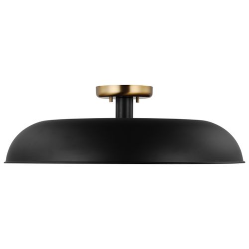 Main product image of Colony 1 Light Large Semi-Flush Mount Fixture Matte Black w/ Burnished Brass