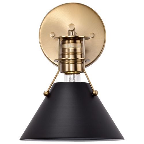 Main product image of Outpost 1 Light Wall Sconce Matte Black w/ Burnished Brass