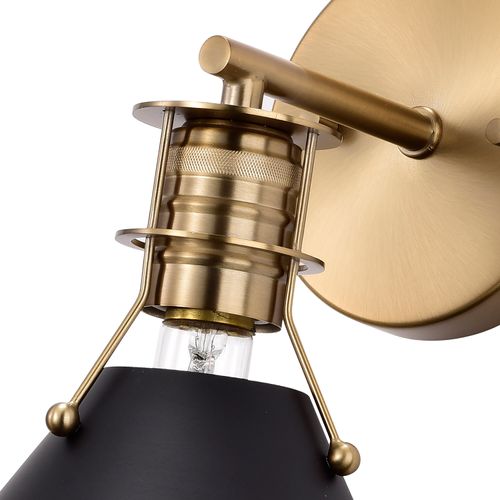 Main product image of Outpost 1 Light Wall Sconce Matte Black w/ Burnished Brass