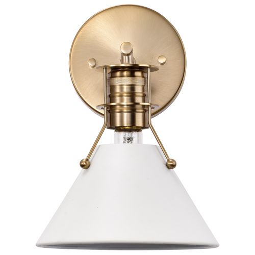 Main product image of Outpost 1 Light Wall Sconce Matte White w/ Burnished Brass