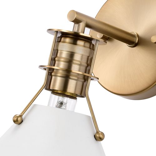 Main product image of Outpost 1 Light Wall Sconce Matte White w/ Burnished Brass
