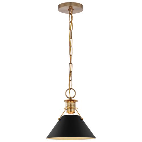 Main product image of Outpost 1 Light Small Pendant Matte Black w/ Burnished Brass