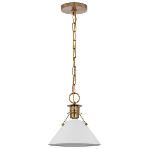 Main product image of Outpost 1 Light Small Pendant Matte White w/ Burnished Brass
