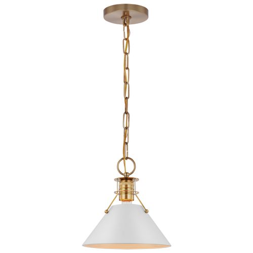 Main product image of Outpost 1 Light Small Pendant Matte White w/ Burnished Brass