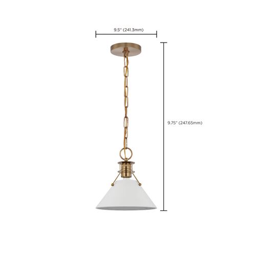 Main product image of Outpost 1 Light Small Pendant Matte White w/ Burnished Brass