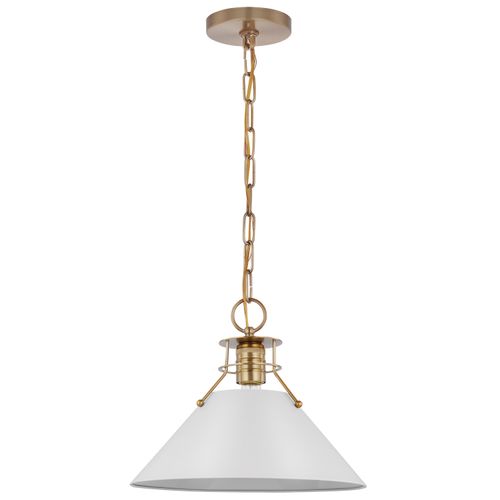 Main product image of Outpost 1 Light Medium Pendant Matte White w/ Burnished Brass