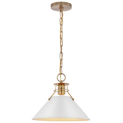 Main product image of Outpost 1 Light Medium Pendant Matte White w/ Burnished Brass