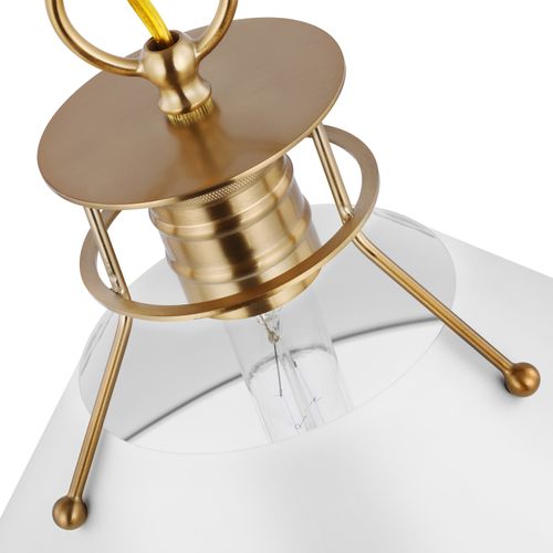 Main product image of Outpost 1 Light Medium Pendant Matte White w/ Burnished Brass