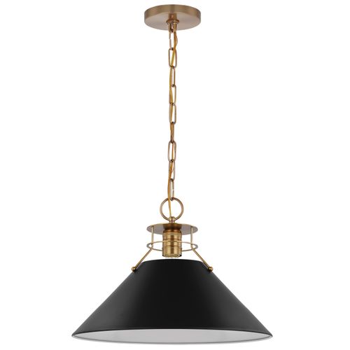 Main product image of Outpost 1 Light Large Pendant Matte Black w/ Burnished Brass