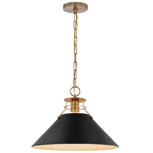 Main product image of Outpost 1 Light Large Pendant Matte Black w/ Burnished Brass