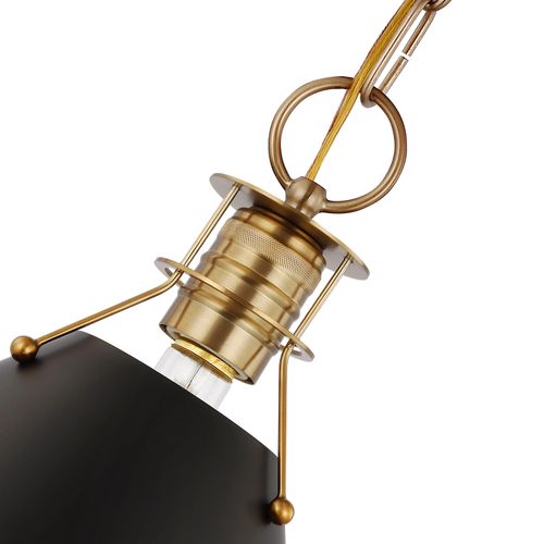 Main product image of Outpost 1 Light Large Pendant Matte Black w/ Burnished Brass