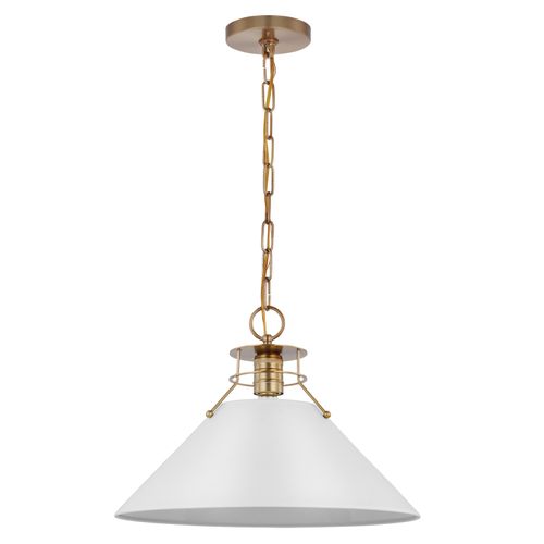 Main product image of Outpost 1 Light Large Pendant Matte White w/ Burnished Brass