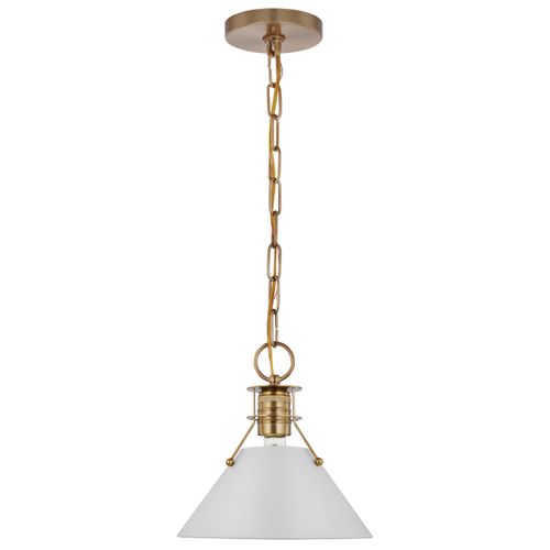 Main product image of Outpost 1 Light Large Pendant Matte White w/ Burnished Brass