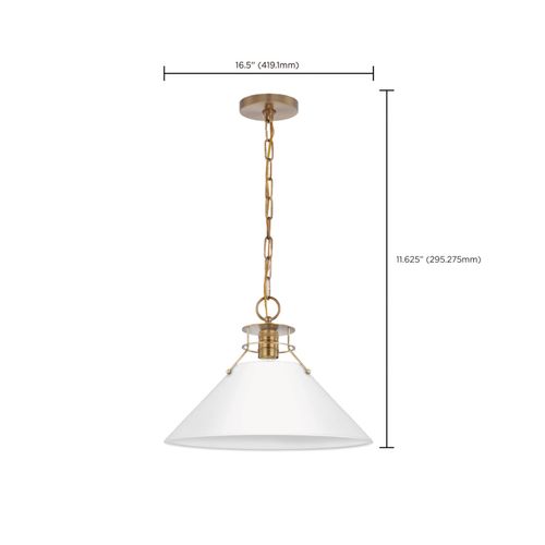 Main product image of Outpost 1 Light Large Pendant Matte White w/ Burnished Brass
