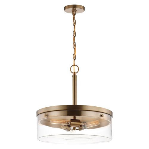 Main product image of Intersection 3 Light Pendant Burnished Brass w/ Clear Glass