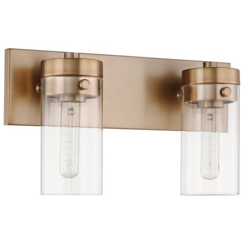 Main product image of Intersection 2 Light Vanity Burnished Brass w/ Clear Glass