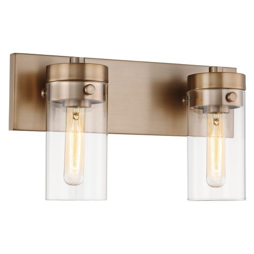 Main product image of Intersection 2 Light Vanity Burnished Brass w/ Clear Glass