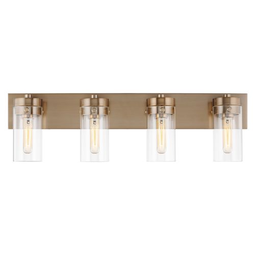 Main product image of Intersection 4 Light Vanity Burnished Brass w/ Clear Glass