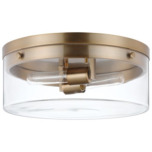 Main product image of Intersection Small Flush Mount Fixture Burnished Brass w/ Clear Glass