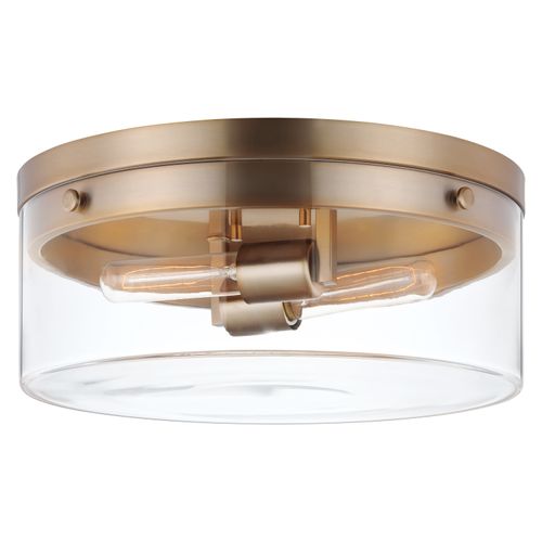 Main product image of Intersection Small Flush Mount Fixture Burnished Brass w/ Clear Glass