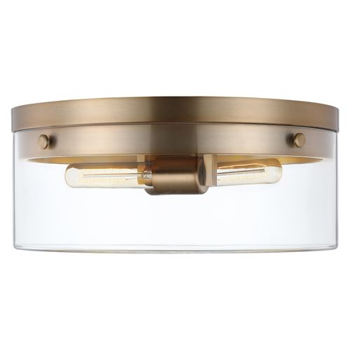 Main product image of Intersection Small Flush Mount Fixture Burnished Brass w/ Clear Glass