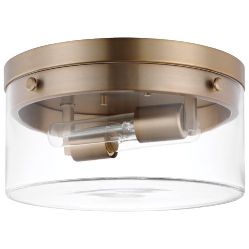 Main product image of Intersection Medium Flush Mount Fixture Burnished Brass w/ Clear Glass