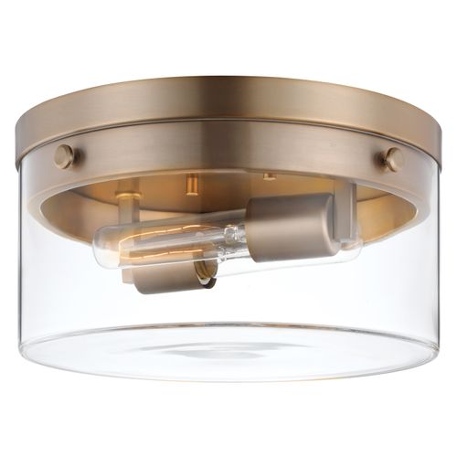 Main product image of Intersection Medium Flush Mount Fixture Burnished Brass w/ Clear Glass