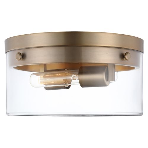 Main product image of Intersection Medium Flush Mount Fixture Burnished Brass w/ Clear Glass