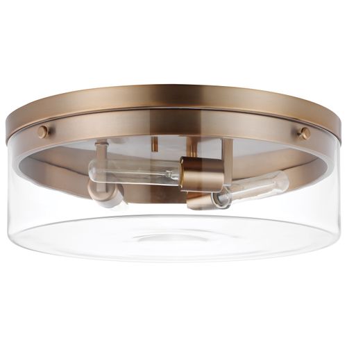 Main product image of Intersection Large Flush Mount Fixture Burnished Brass w/ Clear Glass