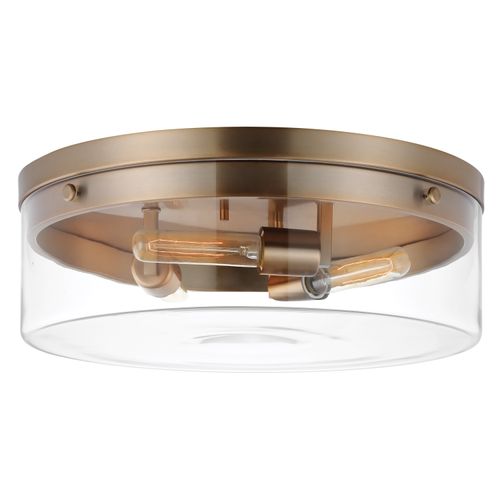 Main product image of Intersection Large Flush Mount Fixture Burnished Brass w/ Clear Glass