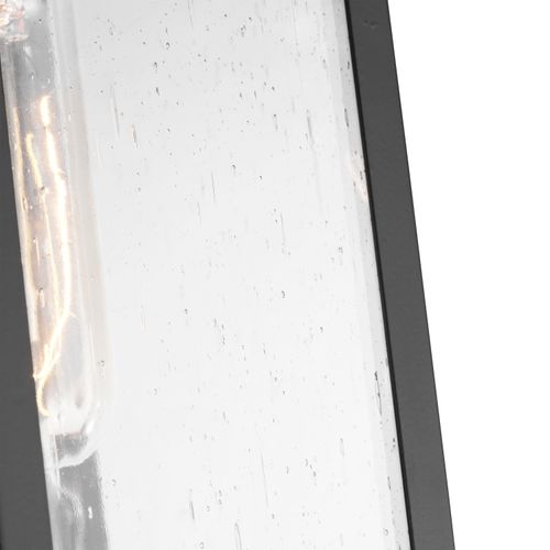 Main product image of Homestead 1 Light Small Wall Lantern Matte Black & Wood Finish w/ Clear Seeded Glass