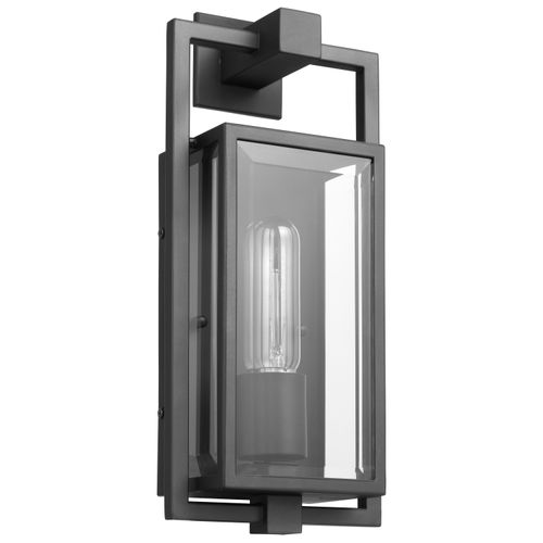 Main product image of Exhibit 1 Light Small Wall Lantern Matte Black Finish w/ Clear Beveled Glass