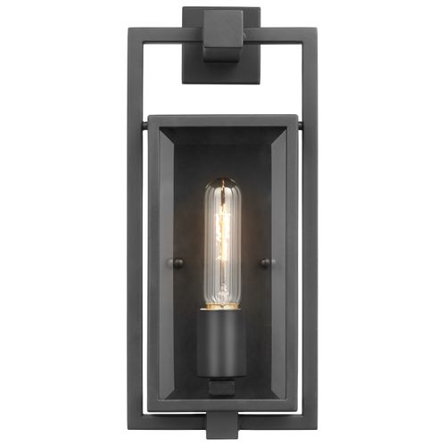 Main product image of Exhibit 1 Light Small Wall Lantern Matte Black Finish w/ Clear Beveled Glass
