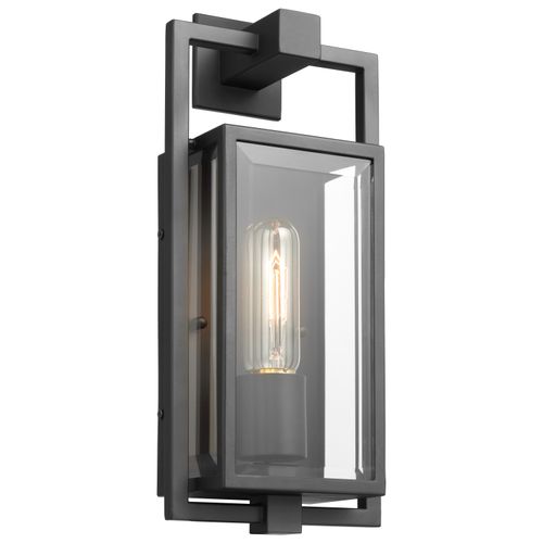 Main product image of Exhibit 1 Light Small Wall Lantern Matte Black Finish w/ Clear Beveled Glass