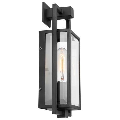 Main product image of Exhibit 1 Light Small Wall Lantern Matte Black Finish w/ Clear Beveled Glass