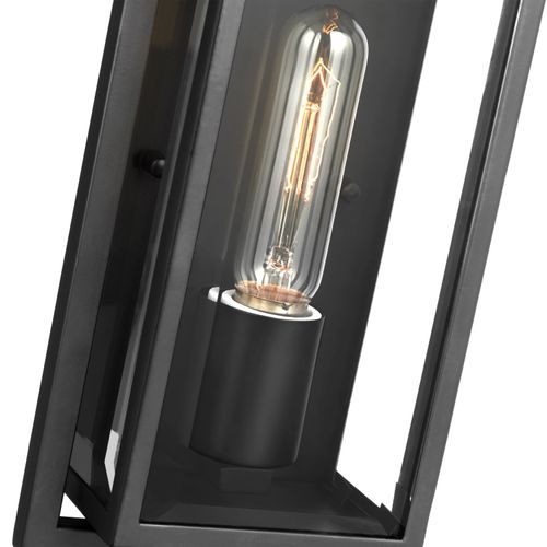Main product image of Exhibit 1 Light Small Wall Lantern Matte Black Finish w/ Clear Beveled Glass